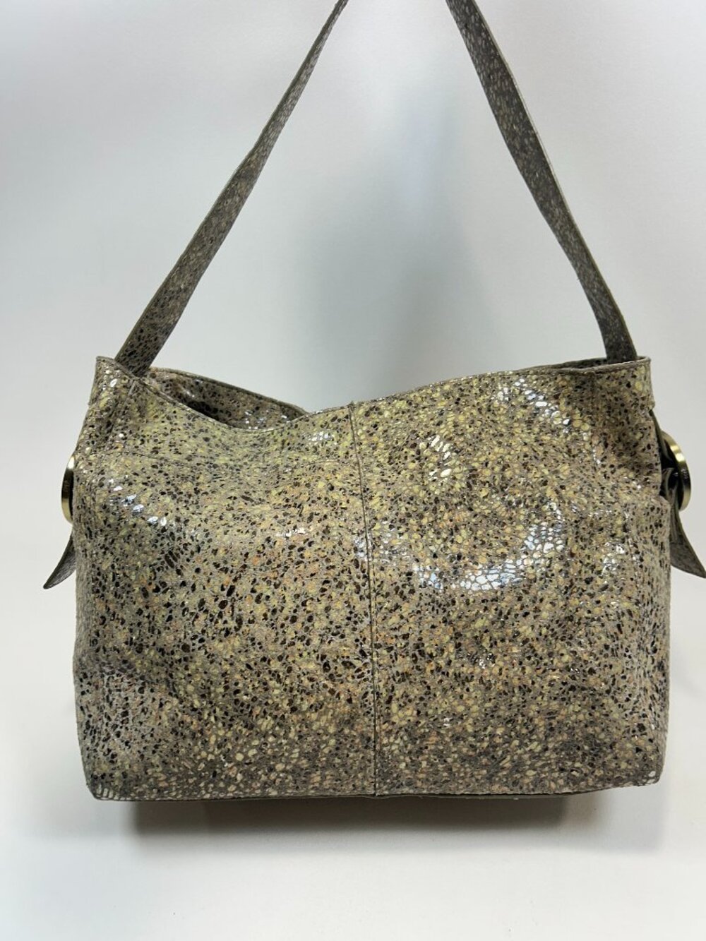 HOBO Int'l Render Shoulder Bag In Polished Leather Terrazzo Retails $318